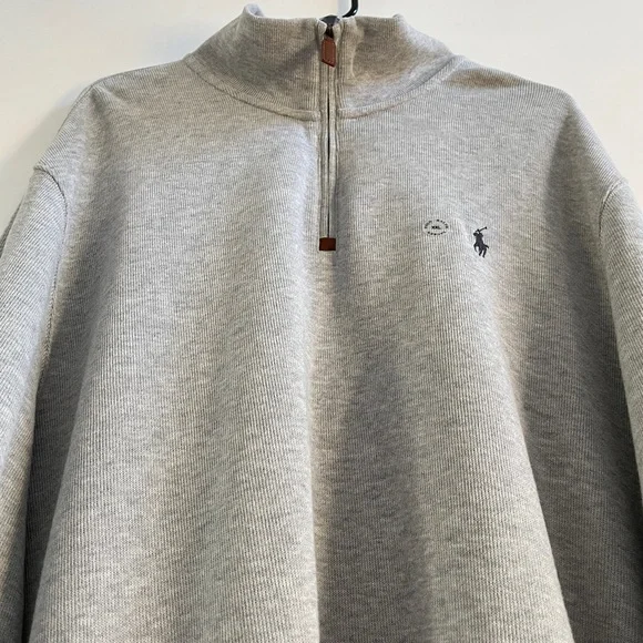 Polo Ralph Lauren Men’s XXL Gray Zip Pullover Sweater Classic-Vintage Look